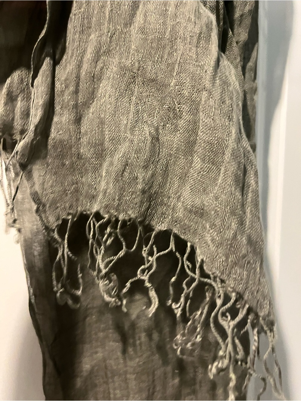 Fine Linen Brown Grey Sheer Long Scarf